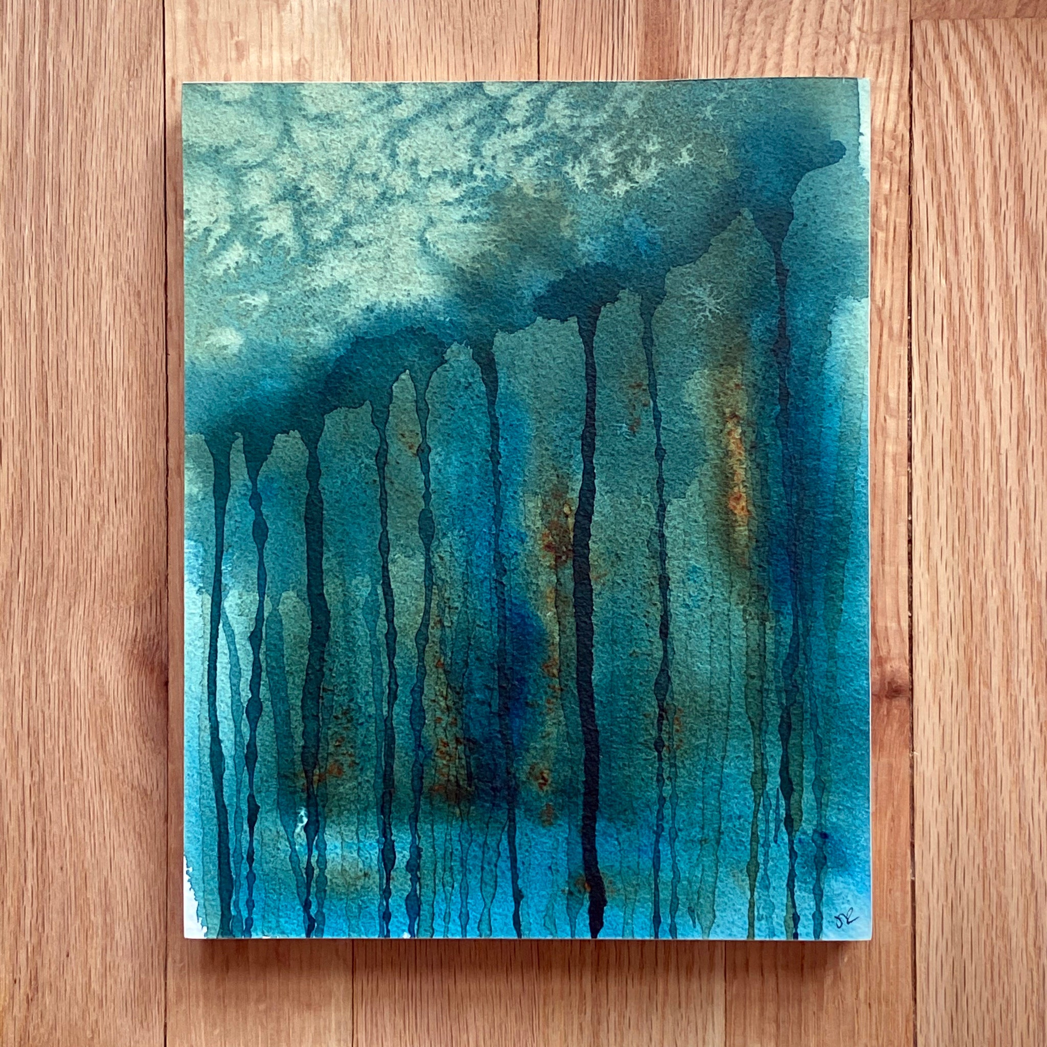 "Drip Forest" original watercolor painting